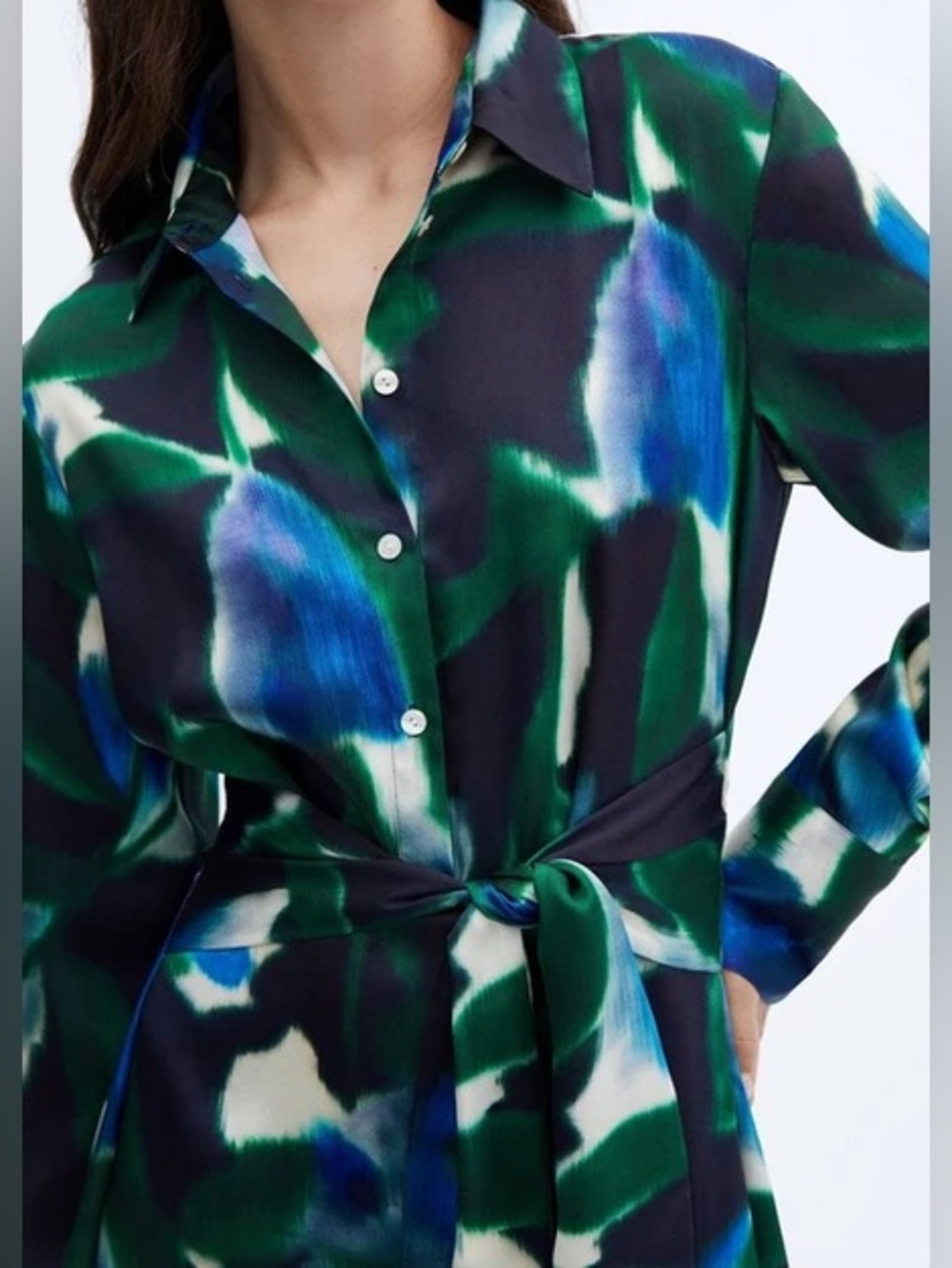 Mango Printed Shirt Midi Dress - Picture 2 of 11